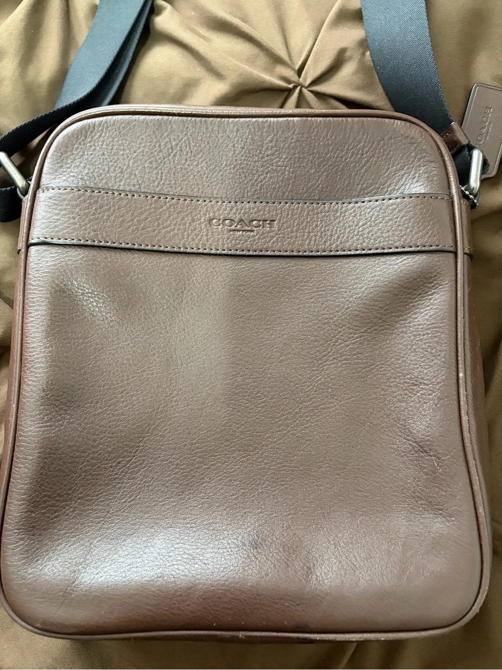 Vintage COACH Purse Crossbody Messenger Bag Dark Brown Leather